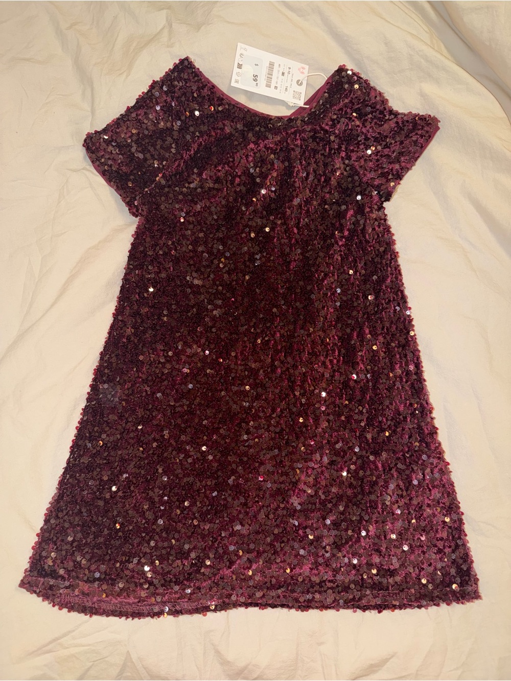 Zara Girls Plum Sequin Velvet Party Dress